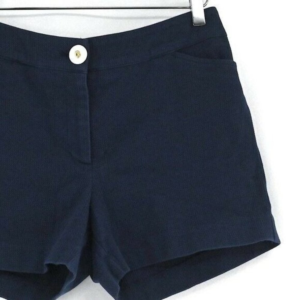 SKIRTIN AROUND Womens Sz 8 VTG Navy Textured Cotton Blend Shorts Pockets Y2K - Picture 3 of 5